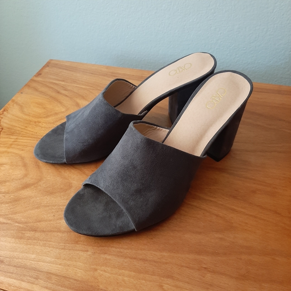 Gray Suede Cato Heels